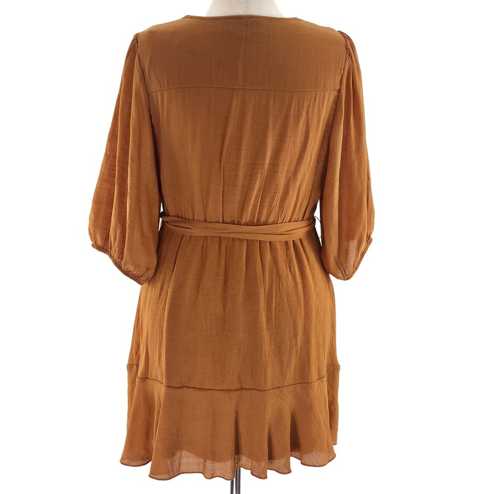 Rebellion‎ Again Mini Dress Womens 1X Brown Rust Cottagecore Tiered Prairie Plus - Picture 2 of 14